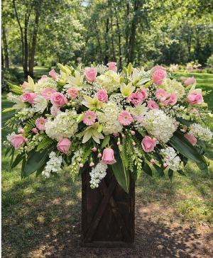 Pink and White Casket Blanket  