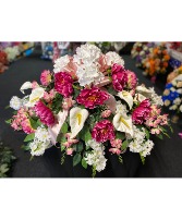 Pink and White Casket Spray Artificial Design
