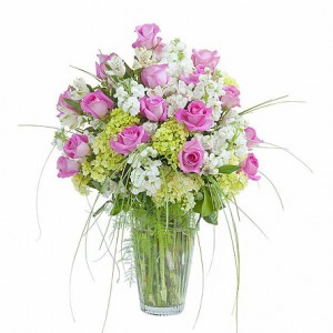 Pink and White Elegance  Vased Arrangement