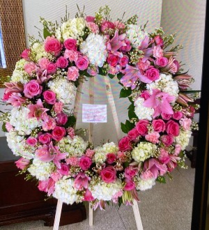 pink and white  Standing Wreath