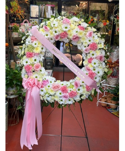 Pink and White Standing Wreath Sympathy/Funeral
