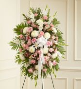 Pink and White Sympathy Standing Spray Funeral Flowers