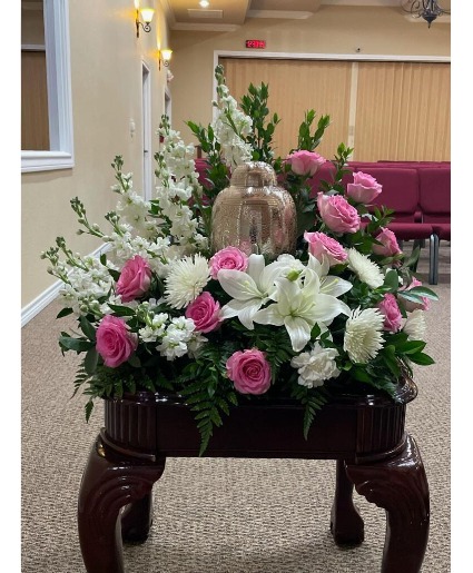 Pink and White  urn