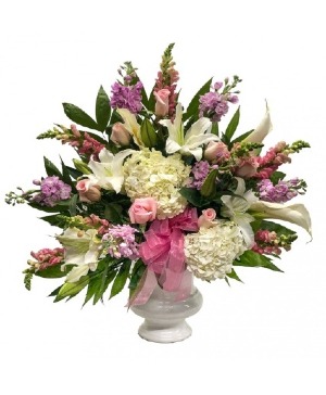 Pink and White urn SYMPATHY