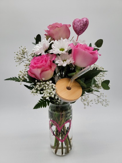 Pink Arrangement in Tumbler 