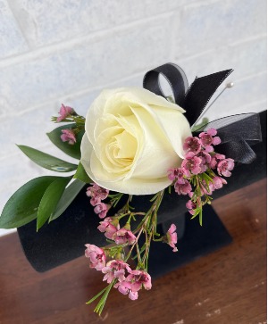 Pink & Black Boutonniere  Prom Boutonniere