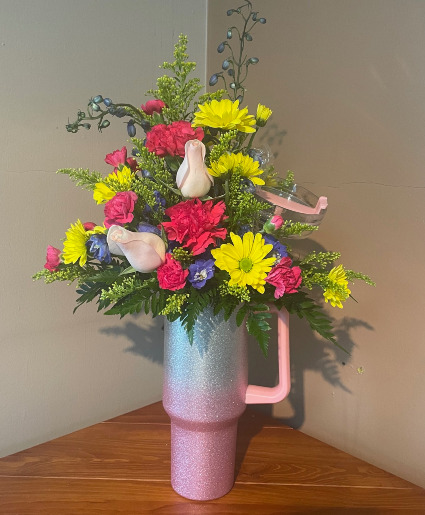 Pink Blossom Tumbler Arrangment 