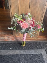 PINK CARNS AND ROSES hand tied prom bouquet /HOMECOMING