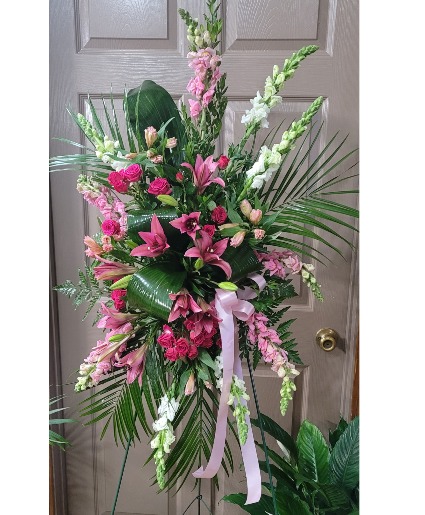 Pink Celebration of life Easel spray