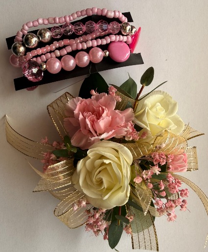 Pink Corsage with Pink Bracelet  corsage 