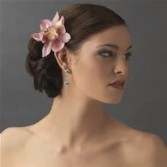 Pink Cymbidium orchid hair piece 