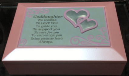 Pink double heart jewellery box Engraveable