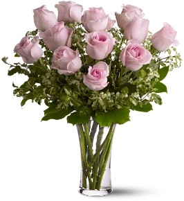 Pink Dozen Roses Arranged