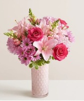 Pink Embrace  Pink Patterned Glass Vase