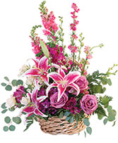 Pink Floral Fantasy Basket Arrangement