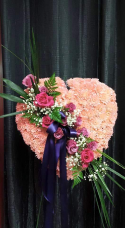 pink heart tribute  standing spray 