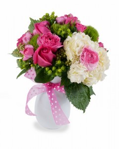 Pink Is It! Fresh cut Premium flowers in white vase