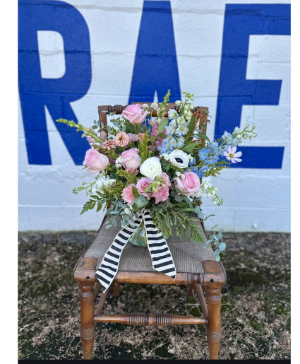 Pink Lady  Retro Vase with Assortment of Flowers 