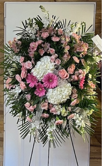 Pink Lady Sympathy Spray standing Funeral Spray