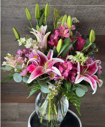 Pink Lily Grace Flower Arrangement in Moncks Corner, SC | Mama and Me Flowershack