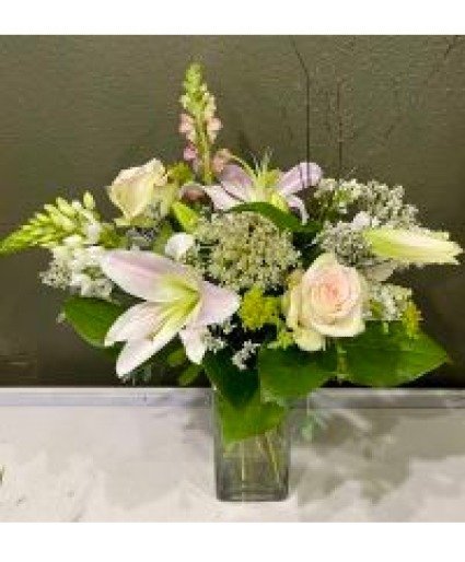 Pink Mimosa Vase Arrangement