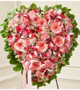 Pink Mixed Flower Heart 
