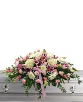 Pink Mum and Lily Casket Spray