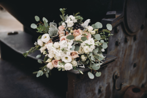 Pink & Navy Florals Bridal Bouquet