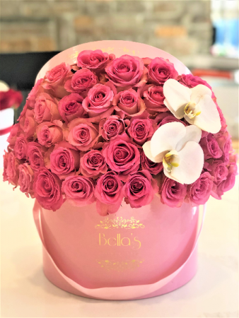 Pink-on-Pink 75 Roses & 2 Orchids