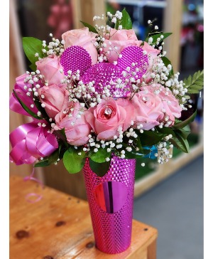 Pink Passion Roses  Pink Roses & Pink Studded Coffee Mug