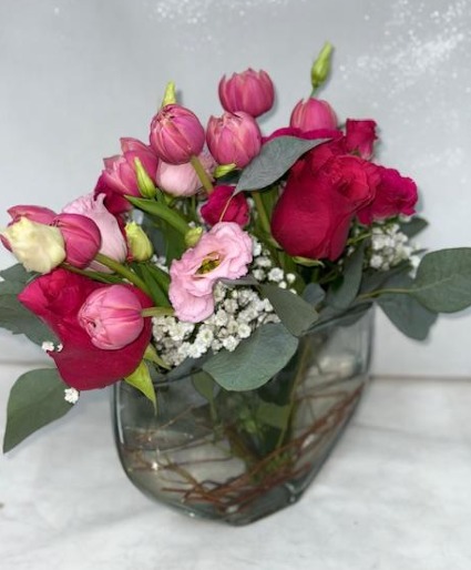 pink peony tulip  centerpiece (seasonal)