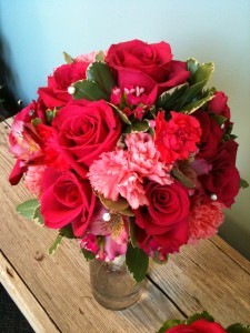 Pink and Red Bridal Bouquet 