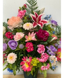 Pink, Purple, Blue Mix Silk Sympathy Basket