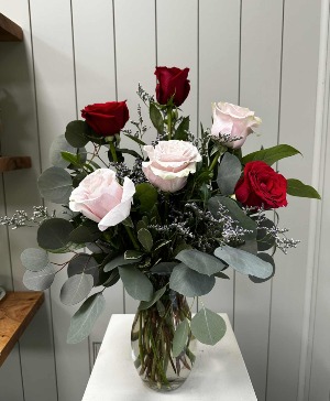 Pink & Red Half Dozen Roses 