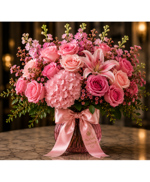 Pink Romance  Vase Arrangment