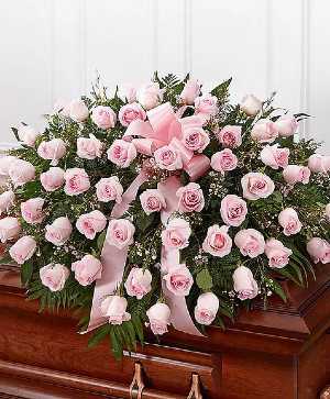 Pink rose half casket cover 1800-Flowers