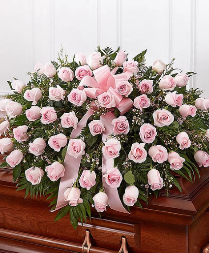 Pink rose half casket cover 1800-Flowers