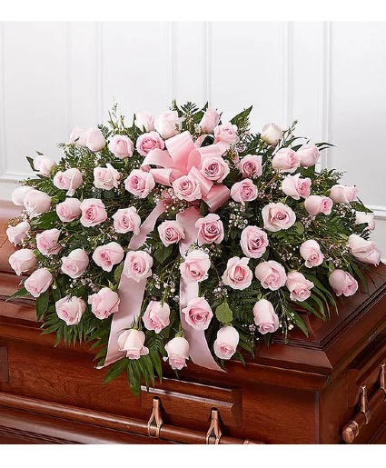 Pink Rose Half Casket Cover sympathy arrangements