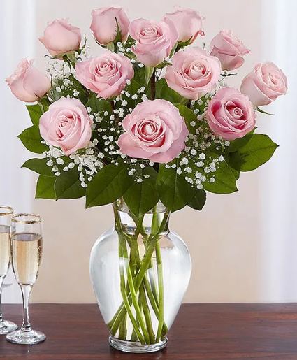 Pink Rose Vase Arrangement