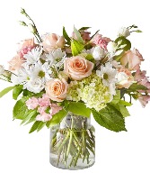 roses and green hydrangeas 