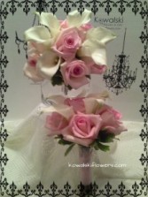 Pink Roses & Calla Lillies Bridesmaids Bouquets