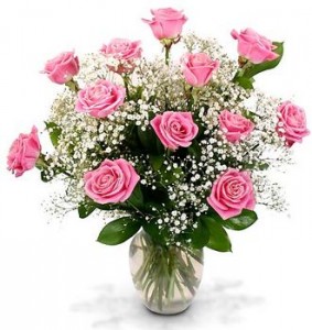 PINK ROSES DOZEN PINK ROSES VASED