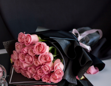 Pink Roses For Sweetie wrapped bouquet in Kirtland, OH | Kirtland Flower Barn