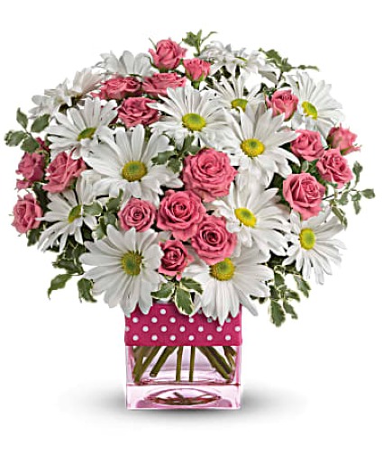 Pink Roses & White Daisies 