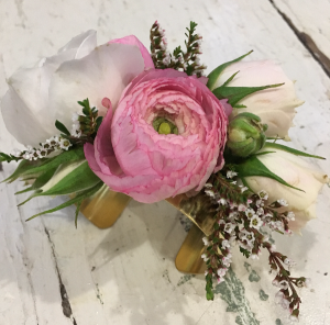 Pink Sizzle  Brass Cuff Corsage