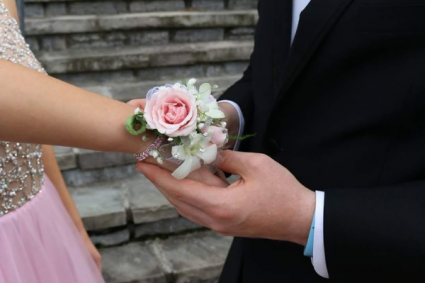 Pink sparkles wrist corsage Prom corsage