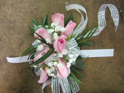Pink Spray Roses Wrist Corsage