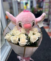 Pink stitch bouquet  flower bouquet 