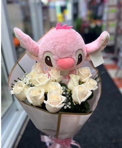 Pink stitch bouquet  flower bouquet 