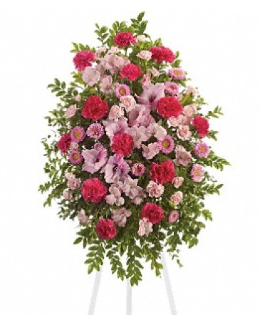 Pink Tribute Spray Easel Spray in Denison, TX | JUDY'S FLOWER SHOPPE